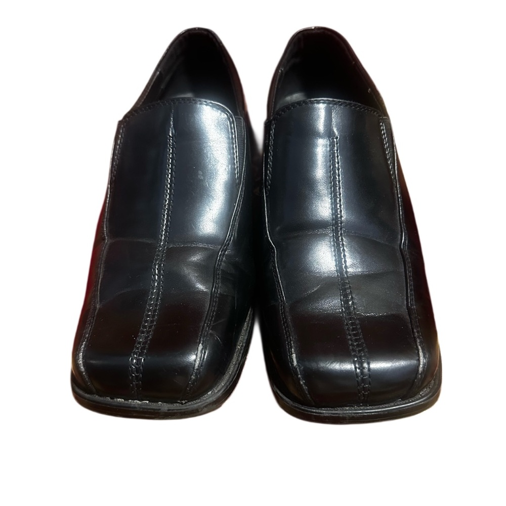 Vintage 90s square‎ toe black loafers vegan men’s size 5